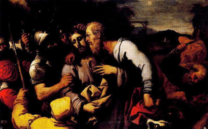 WikiOO.org - Encyclopedia of Fine Arts - Lukisan, Artwork Luca Giordano - Judas Kiss
