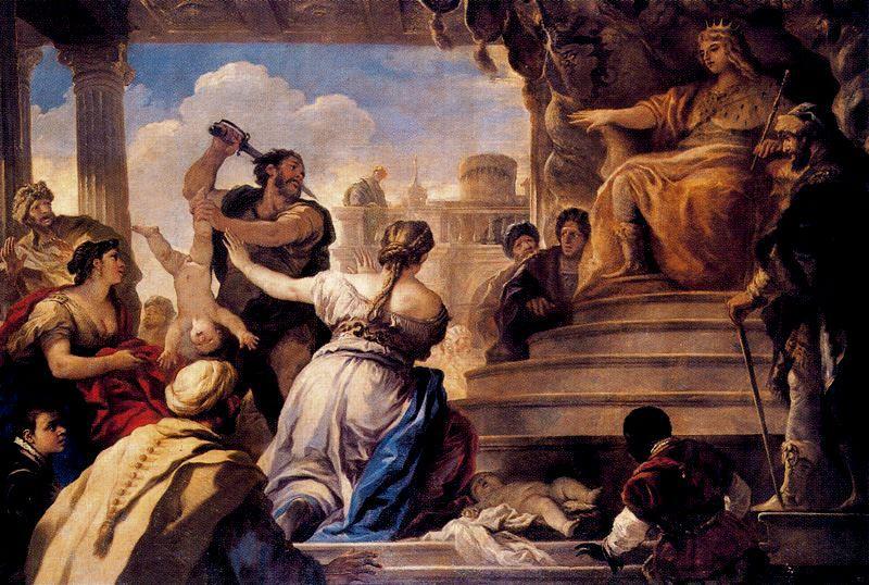 Wikioo.org - The Encyclopedia of Fine Arts - Painting, Artwork by Luca Giordano - Judgement of Solomon
