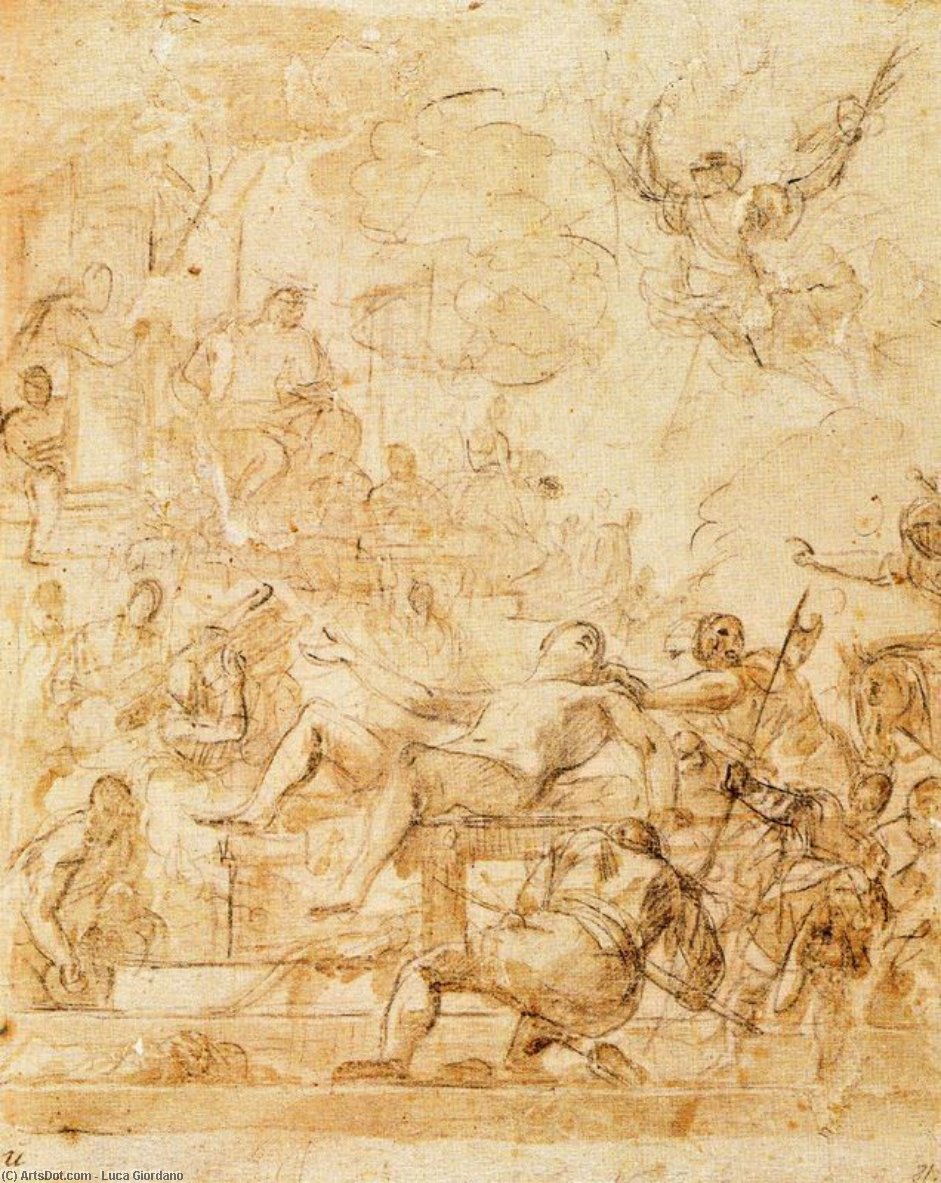WikiOO.org – 美術百科全書 - 繪畫，作品 Luca Giordano - 殉难  圣人  劳伦斯