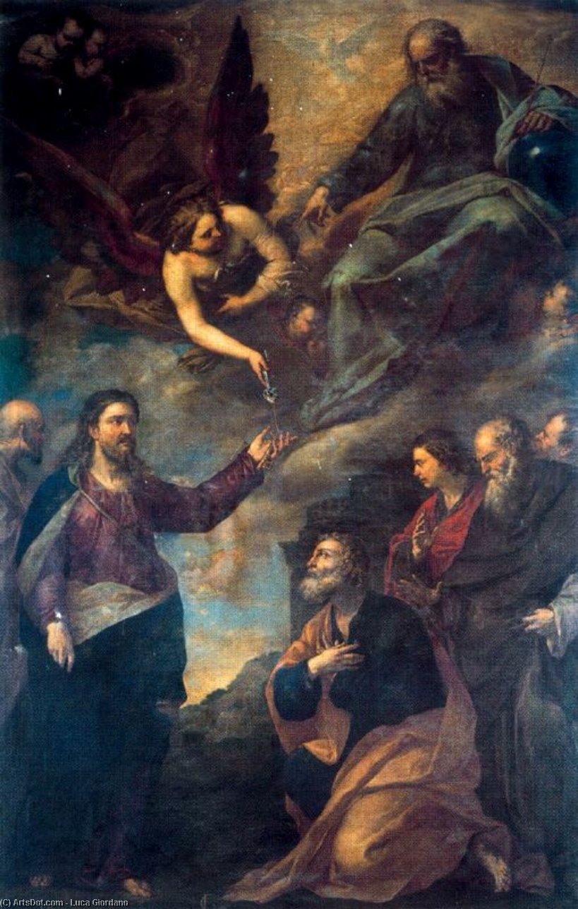 WikiOO.org - Encyclopedia of Fine Arts - Maľba, Artwork Luca Giordano - Meeting of Saints Peter and Paul led to the martyrdom