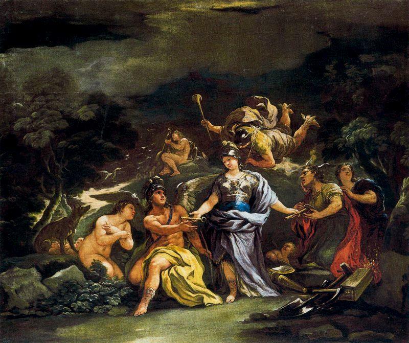 WikiOO.org – 美術百科全書 - 繪畫，作品 Luca Giordano - 密涅瓦的艺术和科学的守护神1