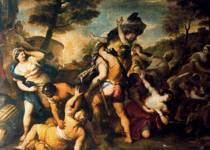 Wikioo.org - The Encyclopedia of Fine Arts - Painting, Artwork by Luca Giordano - Rape of the sabine woman