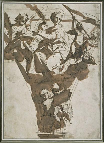 WikiOO.org – 美術百科全書 - 繪畫，作品 Luca Giordano - 圣阿加特包围天使