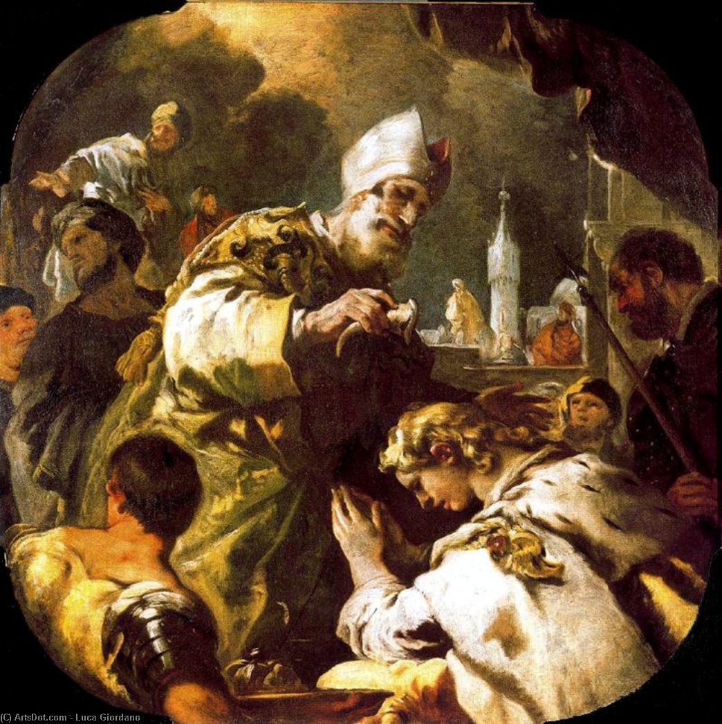 Wikioo.org - The Encyclopedia of Fine Arts - Painting, Artwork by Luca Giordano - Solomon anointed king