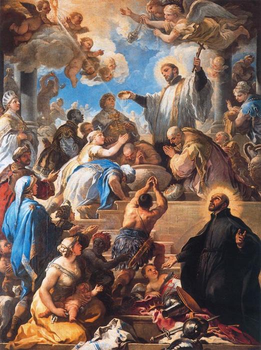 Wikioo.org - The Encyclopedia of Fine Arts - Painting, Artwork by Luca Giordano - St. Francis Xavier baptizing Indians