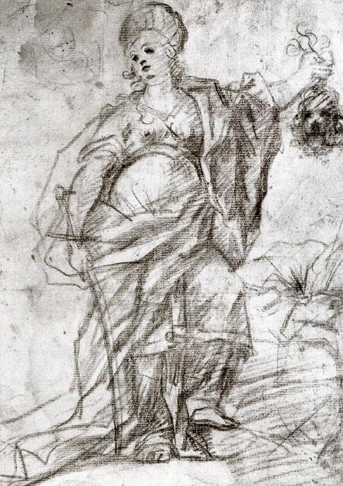 Wikioo.org - The Encyclopedia of Fine Arts - Painting, Artwork by Luca Giordano - Study for the figure of Judith