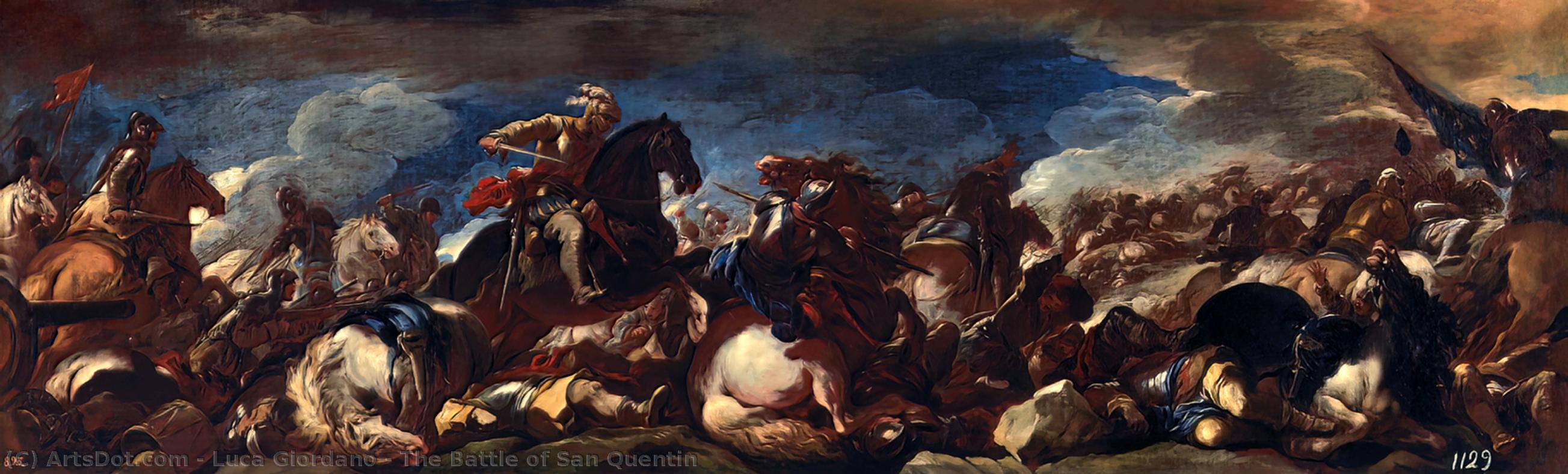 Wikioo.org - The Encyclopedia of Fine Arts - Painting, Artwork by Luca Giordano - The Battle of San Quentin