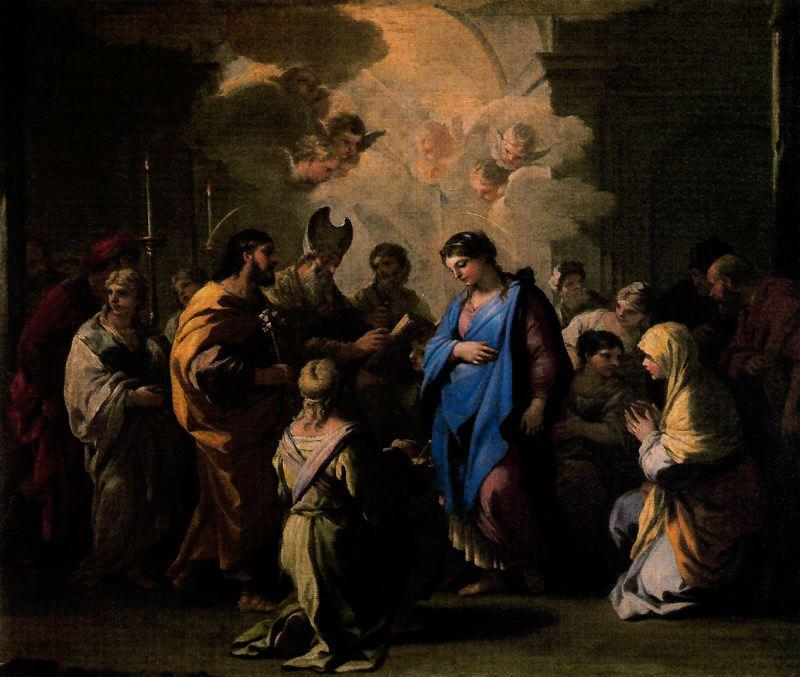 Wikioo.org - The Encyclopedia of Fine Arts - Painting, Artwork by Luca Giordano - The Betrothal of the Virgin