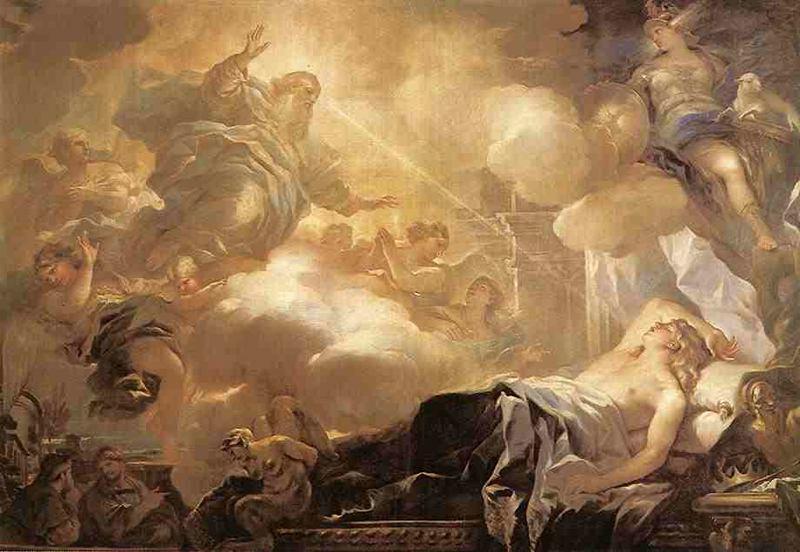 Wikioo.org – La Enciclopedia de las Bellas Artes - Pintura, Obras de arte de Luca Giordano - el sueños de Salomón