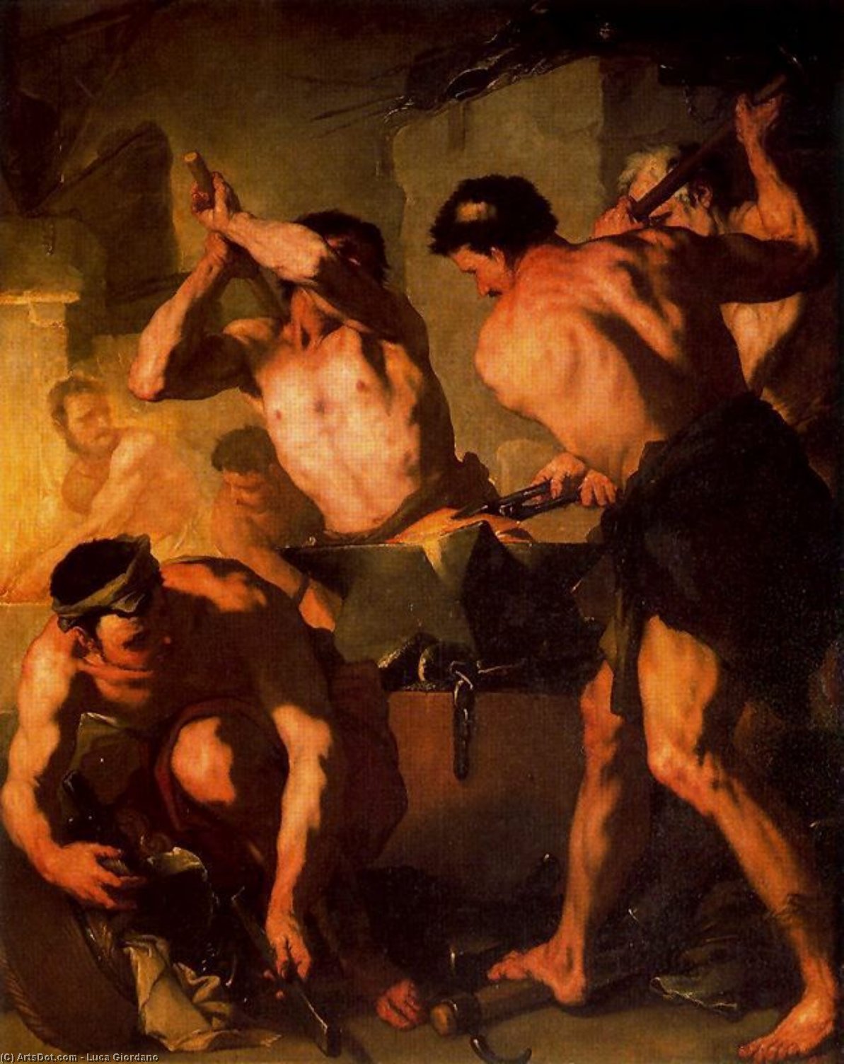 Wikioo.org - The Encyclopedia of Fine Arts - Painting, Artwork by Luca Giordano - The Forge of Vulcan 1