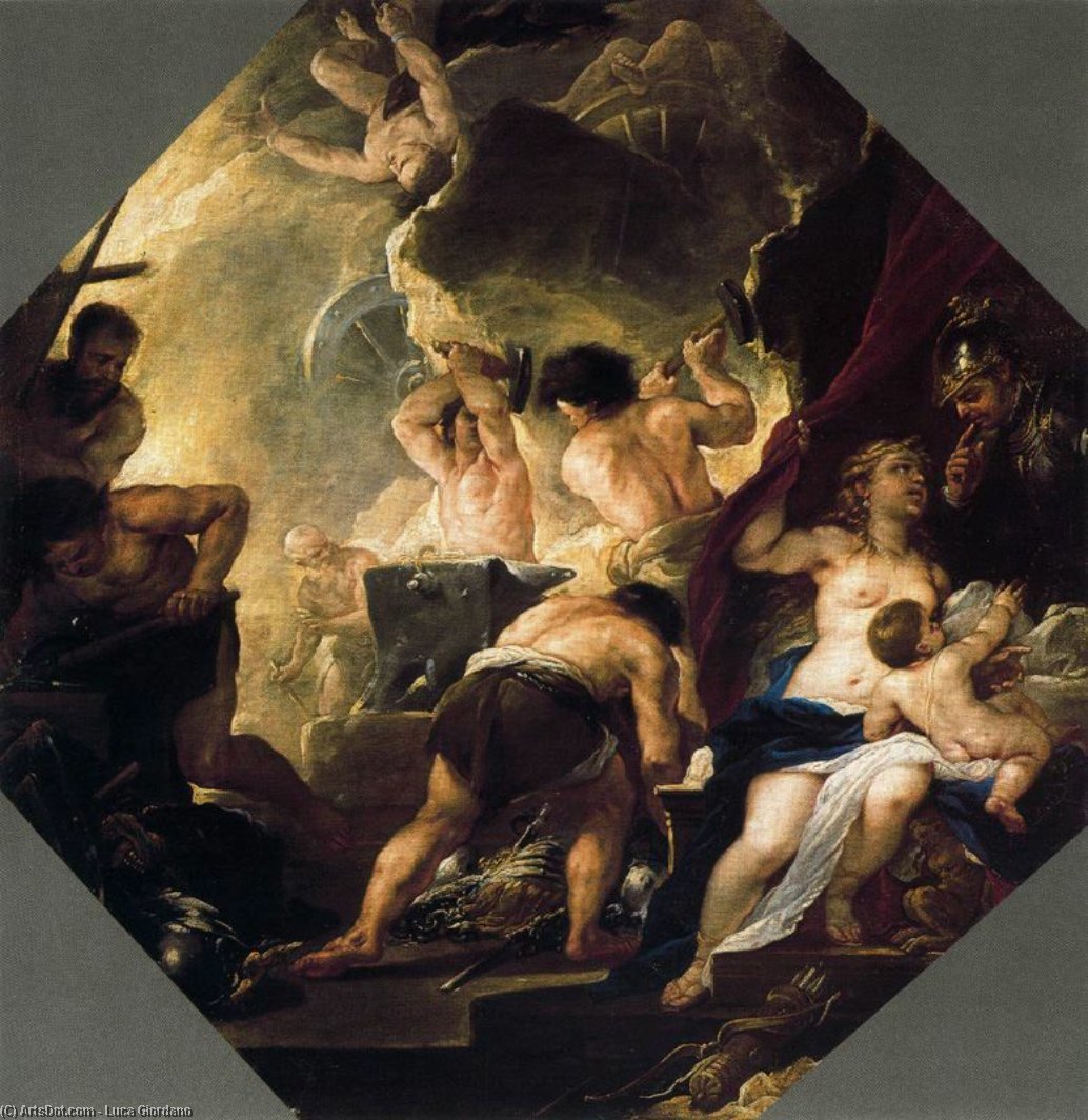 Wikioo.org - The Encyclopedia of Fine Arts - Painting, Artwork by Luca Giordano - The Forge of Vulcan