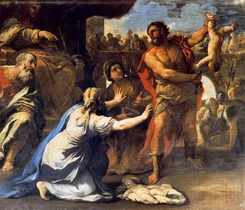 Wikioo.org - The Encyclopedia of Fine Arts - Painting, Artwork by Luca Giordano - The Judgement of Solomon