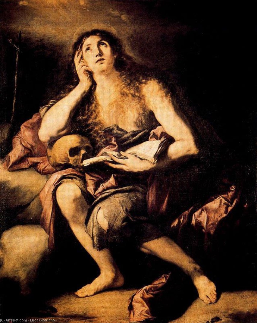 Wikioo.org - The Encyclopedia of Fine Arts - Painting, Artwork by Luca Giordano - The Penitent Magdalene