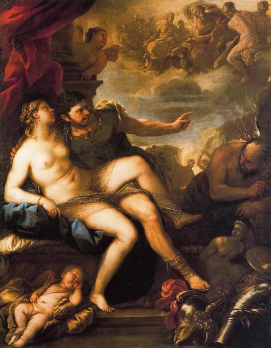Wikioo.org - The Encyclopedia of Fine Arts - Painting, Artwork by Luca Giordano - Venus and Mars Caturatti by Vulcan