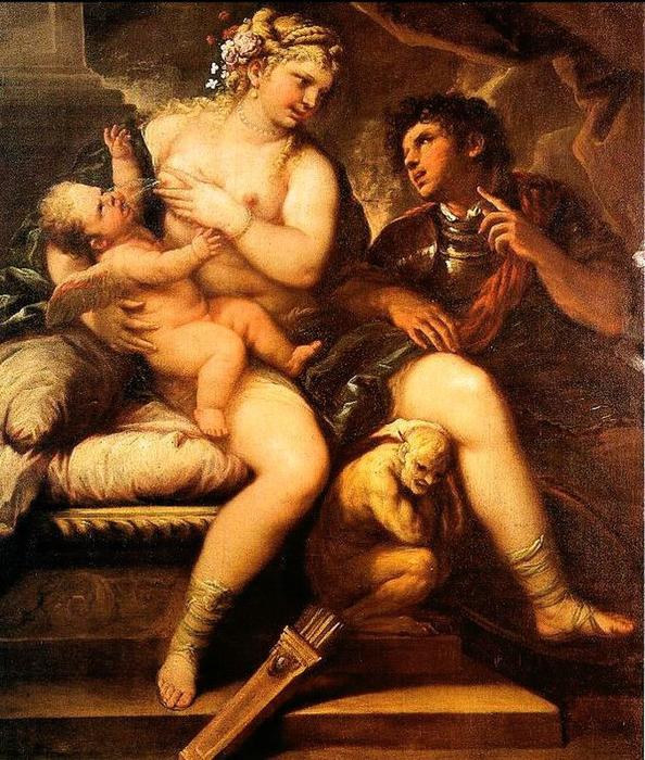 Wikioo.org - The Encyclopedia of Fine Arts - Painting, Artwork by Luca Giordano - Venus, Cupid and Mars