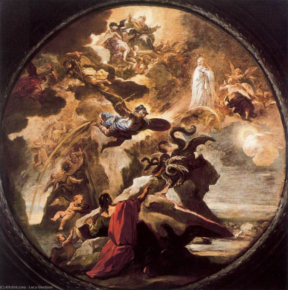 Wikioo.org - The Encyclopedia of Fine Arts - Painting, Artwork by Luca Giordano - Vision of St. John the Evangelist on Patmos