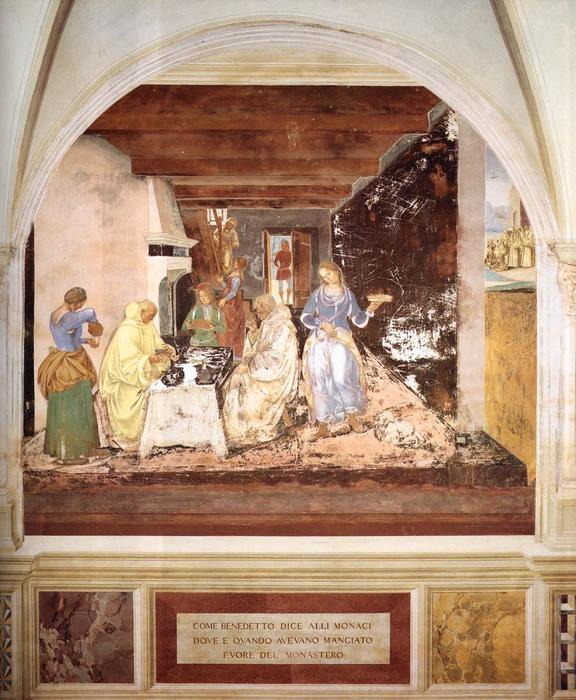 WikiOO.org - Encyclopedia of Fine Arts - Schilderen, Artwork Luca Signorelli - Benedict Tells Two Monks What They Have Eaten