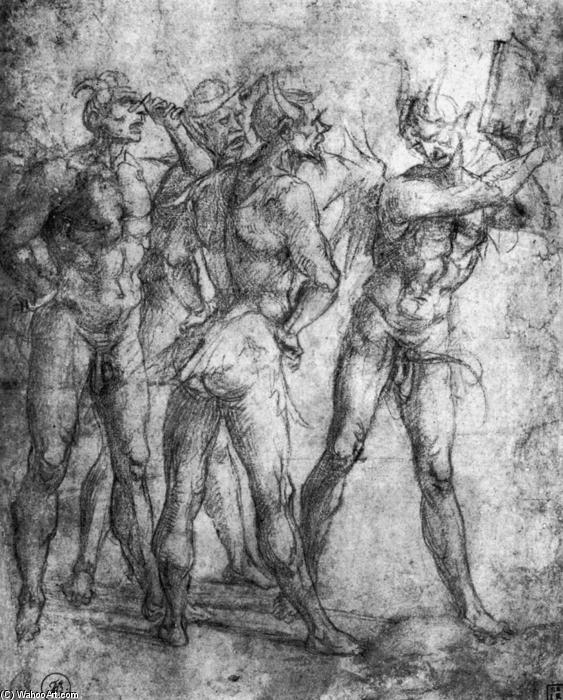 Wikioo.org - The Encyclopedia of Fine Arts - Painting, Artwork by Luca Signorelli - Four Demons with a Book