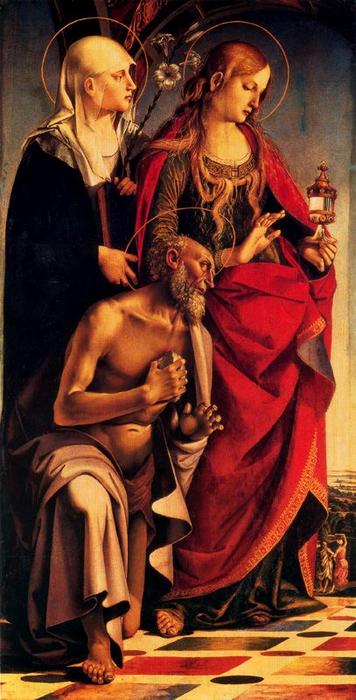 Wikioo.org - The Encyclopedia of Fine Arts - Painting, Artwork by Luca Signorelli - Saints Catherine of Siena, Mary Magdalen, and Jerome