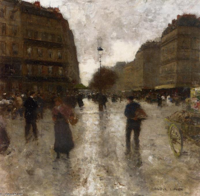 Wikioo.org - The Encyclopedia of Fine Arts - Painting, Artwork by Aloys François Joseph Loir (Luigi Loir) - A Parisian Street Scene