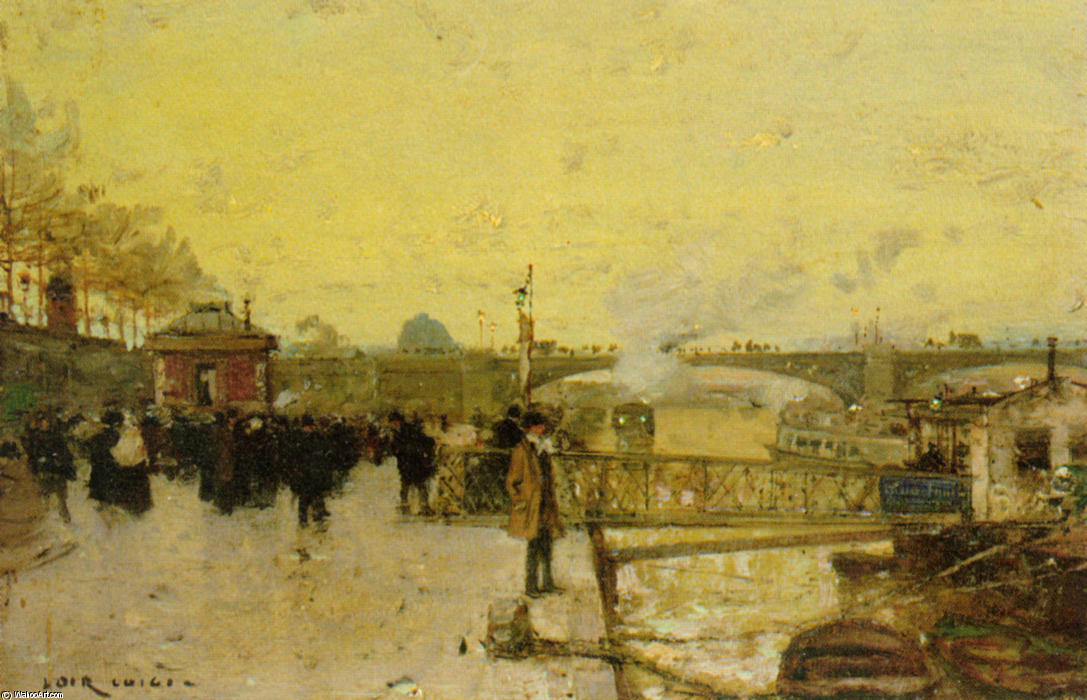 Wikioo.org - The Encyclopedia of Fine Arts - Painting, Artwork by Aloys François Joseph Loir (Luigi Loir) - On the docks near the Pont Neuf 1