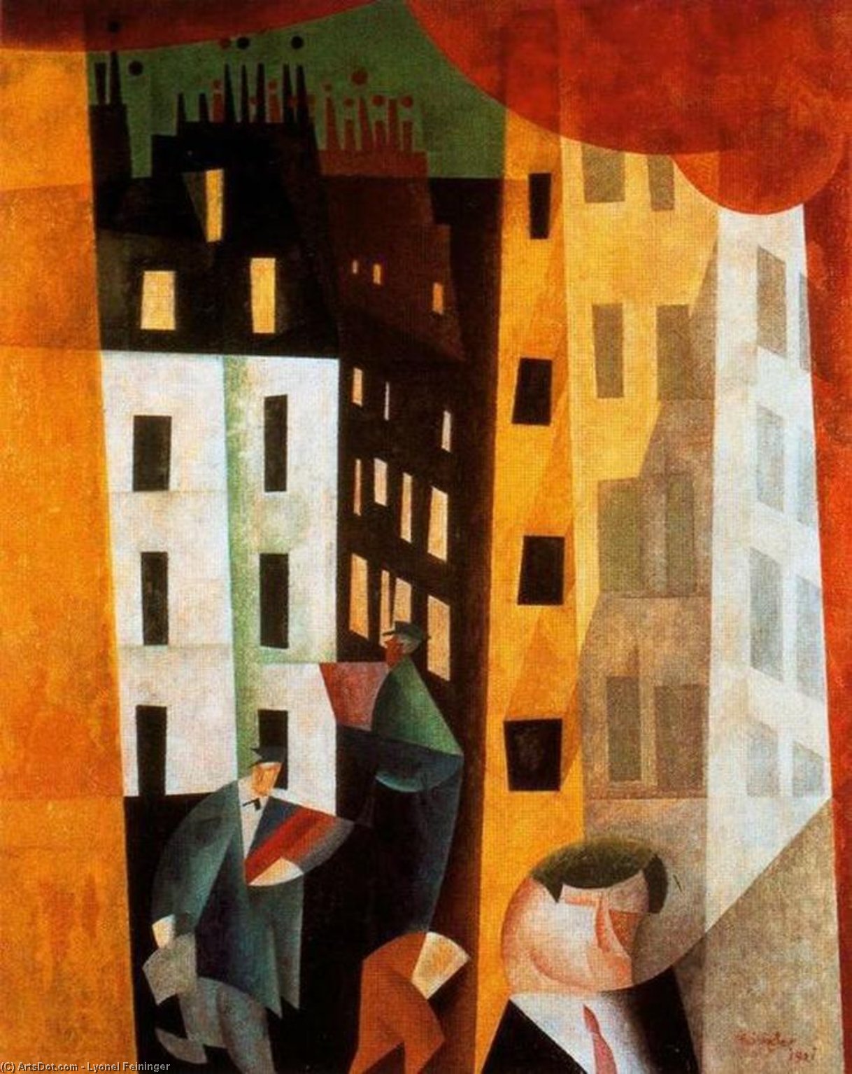 Wikioo.org - The Encyclopedia of Fine Arts - Painting, Artwork by Lyonel Feininger - Architecture II (Man of Potin)