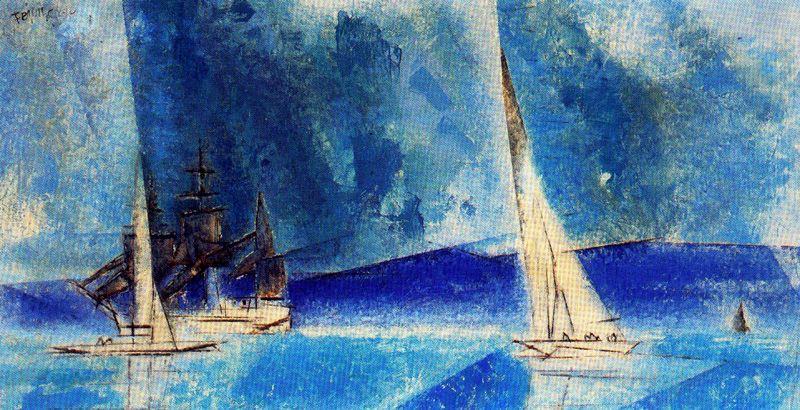Wikioo.org - The Encyclopedia of Fine Arts - Painting, Artwork by Lyonel Feininger - Blue Coast