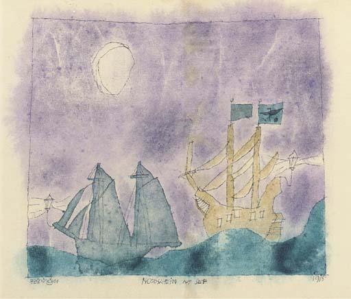 Wikioo.org - The Encyclopedia of Fine Arts - Painting, Artwork by Lyonel Feininger - Moonlight on the see