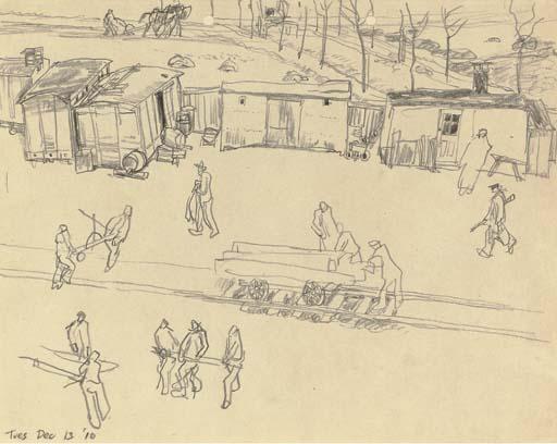 Wikioo.org - สารานุกรมวิจิตรศิลป์ - จิตรกรรม Lyonel Feininger - Railroad Workers