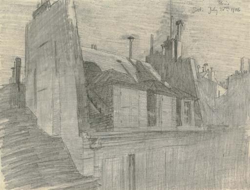 Wikioo.org - สารานุกรมวิจิตรศิลป์ - จิตรกรรม Lyonel Feininger - Rooftops, Paris