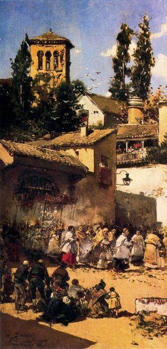 WikiOO.org - Enciclopedia of Fine Arts - Pictura, lucrări de artă Mariano Barbasan - The procession of the Holy Sacrement