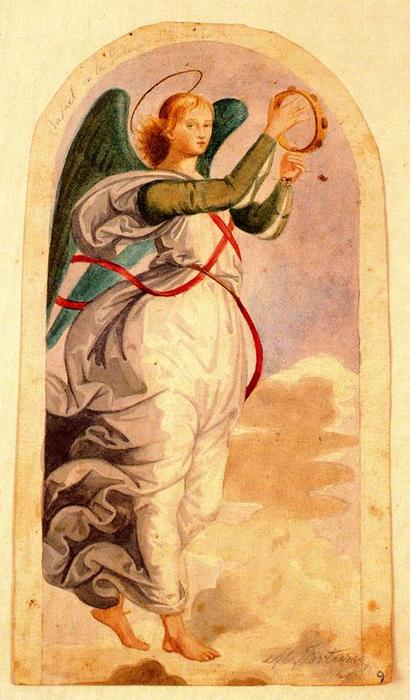 WikiOO.org - Енциклопедия за изящни изкуства - Живопис, Произведения на изкуството Mariano Fortuny - Angel, a copy of Raphael of Urbino