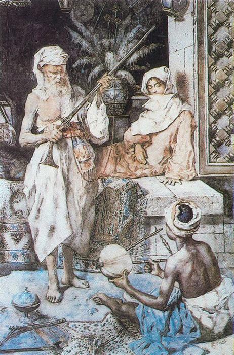Wikioo.org – L'Enciclopedia delle Belle Arti - Pittura, Opere di Mariano Fortuny - Guerriero arabo pregando in una moschea