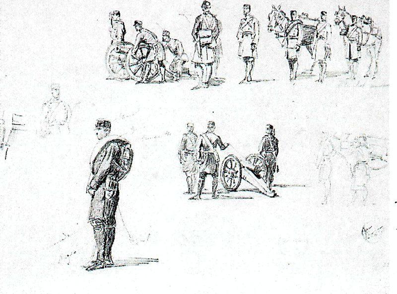 WikiOO.org - Encyclopedia of Fine Arts - Maľba, Artwork Mariano Fortuny - Group of spanish artillery men