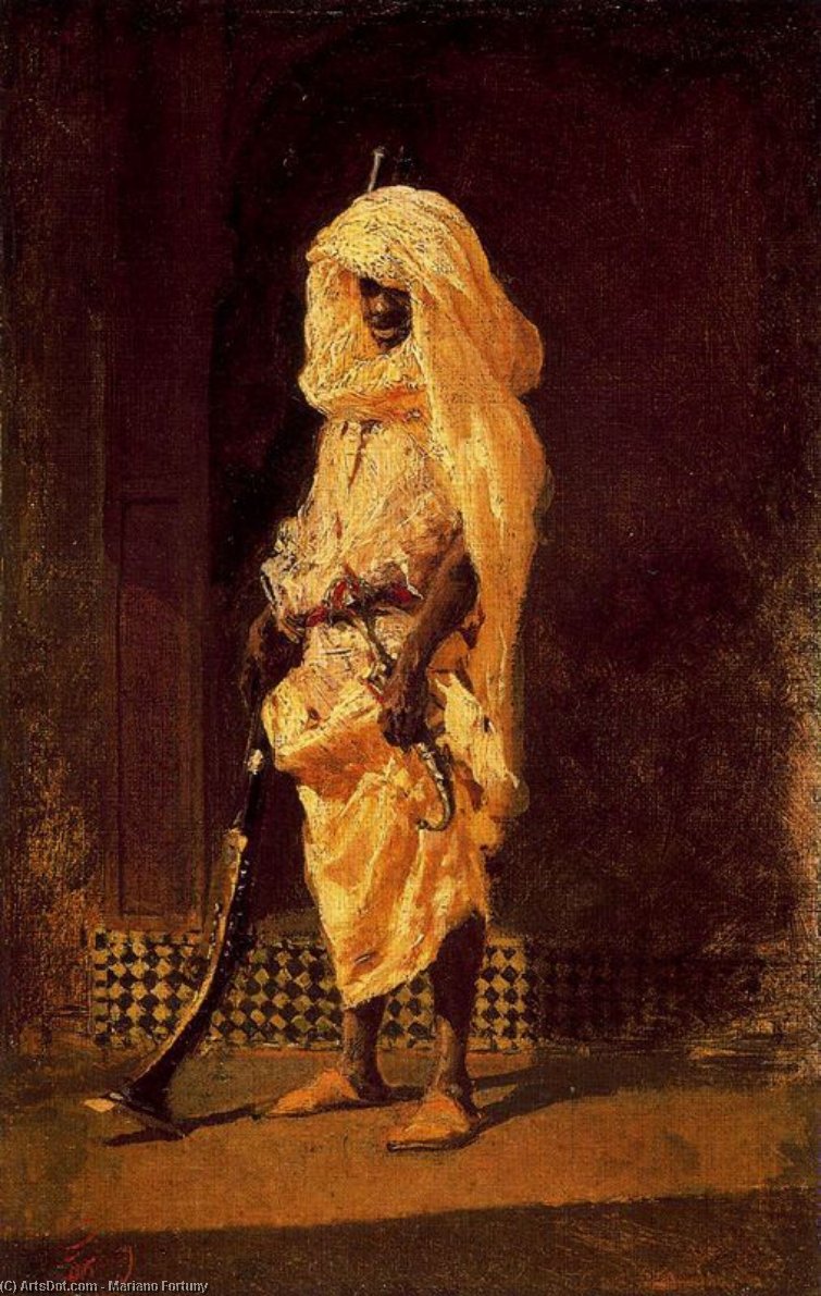 Wikioo.org - The Encyclopedia of Fine Arts - Painting, Artwork by Mariano Fortuny - Moroccan Soldier
