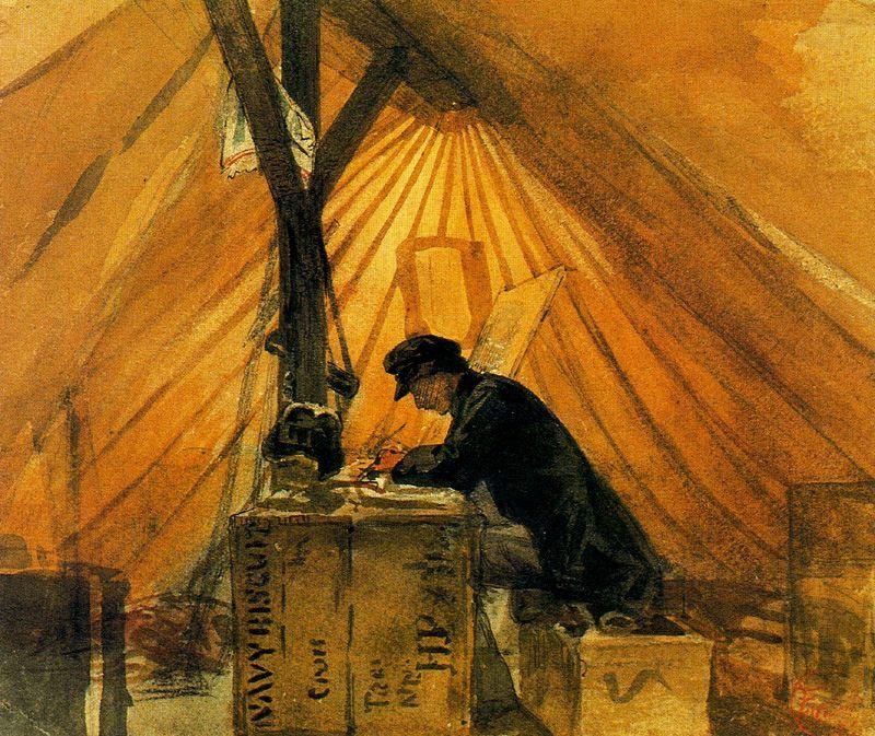 Wikioo.org - The Encyclopedia of Fine Arts - Painting, Artwork by Mariano Fortuny - Our tent