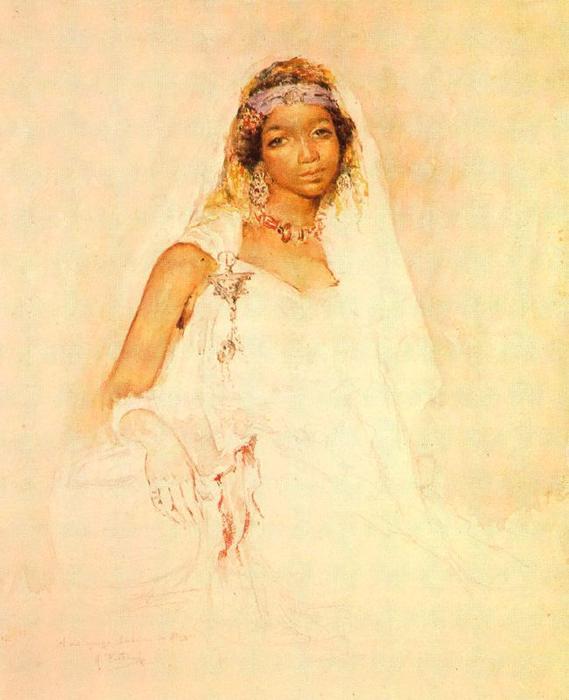 WikiOO.org - Encyclopedia of Fine Arts - Maalaus, taideteos Mariano Fortuny - Portrait of a young Moroccan girl
