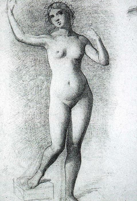 Wikioo.org - The Encyclopedia of Fine Arts - Painting, Artwork by Mariano Fortuny - Study of a female nude