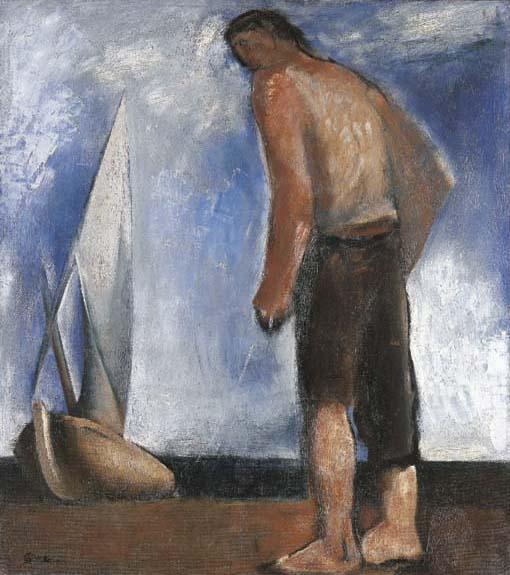 Wikioo.org - The Encyclopedia of Fine Arts - Painting, Artwork by Mario Sironi - Fisherman and boat