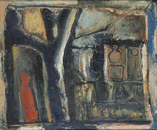 Wikioo.org - The Encyclopedia of Fine Arts - Painting, Artwork by Mario Sironi - Landscape with red figure