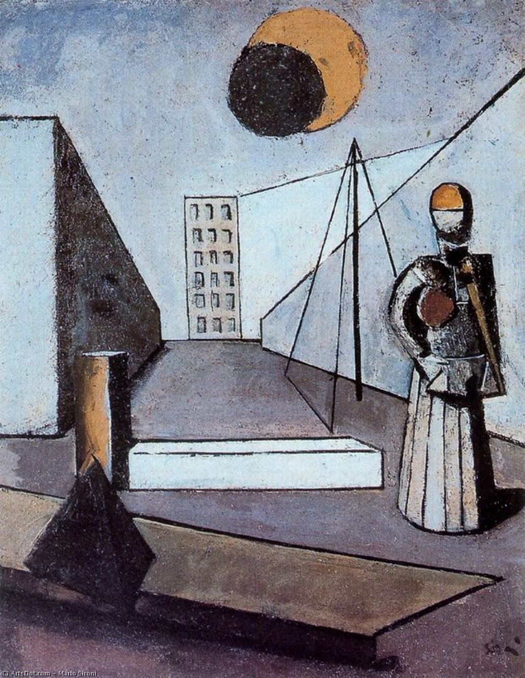 Wikioo.org – La Enciclopedia de las Bellas Artes - Pintura, Obras de arte de Mario Sironi - El eclipse