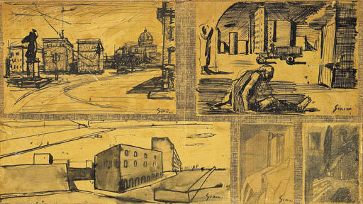WikiOO.org - Encyclopedia of Fine Arts - Maleri, Artwork Mario Sironi - Urban Landscapes