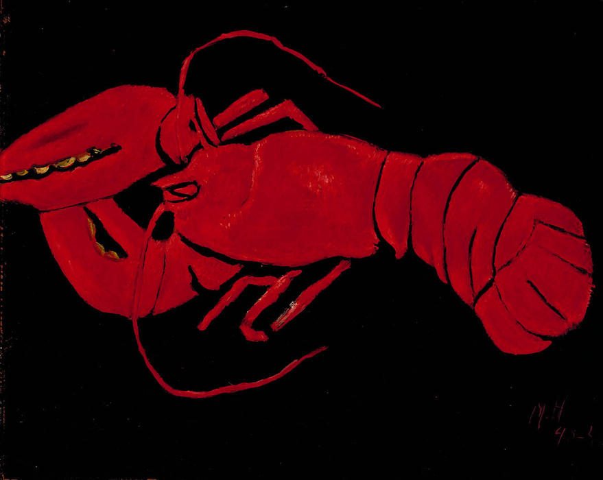 WikiOO.org - Encyclopedia of Fine Arts - Lukisan, Artwork Marsden Hartley - Lobster on Black Background