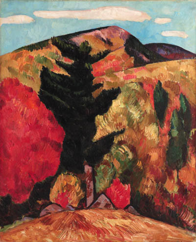 Wikioo.org - The Encyclopedia of Fine Arts - Painting, Artwork by Marsden Hartley - New Hampshire Autumn Landscape--Hills and Trees