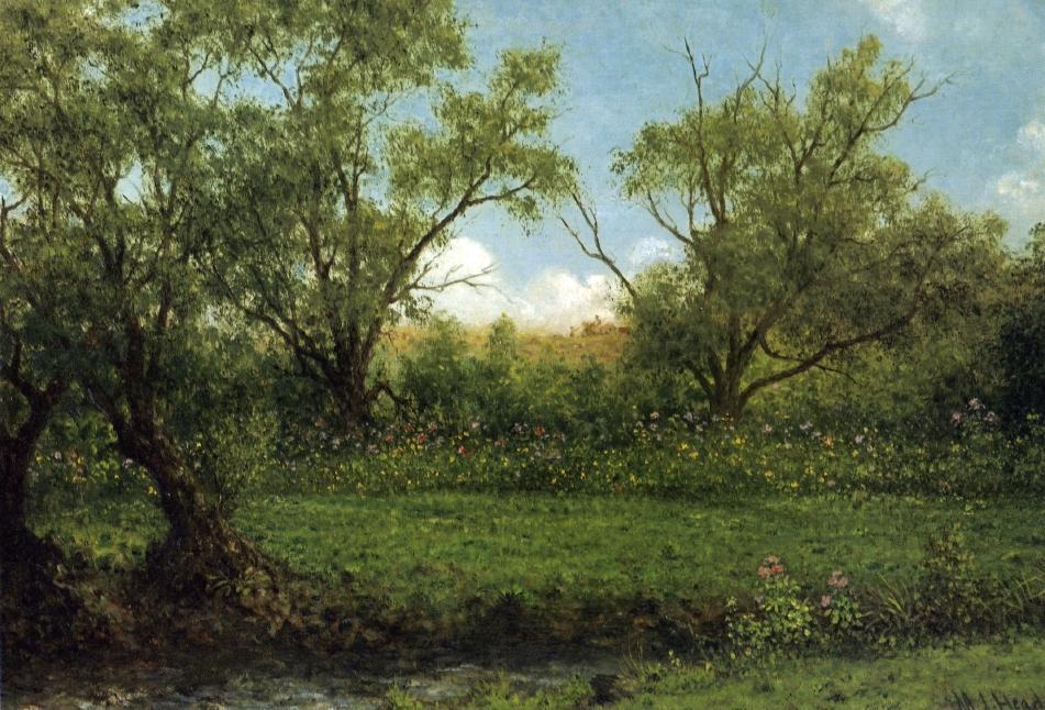 Wikioo.org - The Encyclopedia of Fine Arts - Painting, Artwork by Martin Johnson Heade - Asters in a Field (aka Brookside)