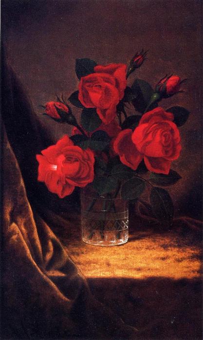 WikiOO.org - אנציקלופדיה לאמנויות יפות - ציור, יצירות אמנות Martin Johnson Heade - Jaqueminot Roses 1