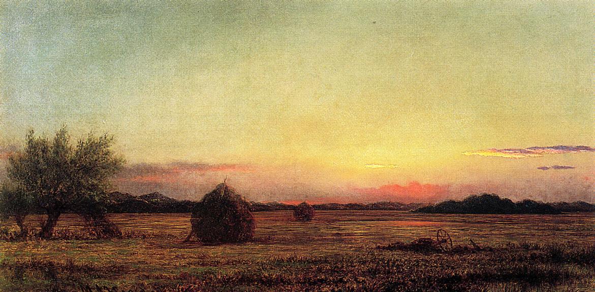 Wikioo.org - The Encyclopedia of Fine Arts - Painting, Artwork by Martin Johnson Heade - Jersey Meadows with Ruins of a Haycart