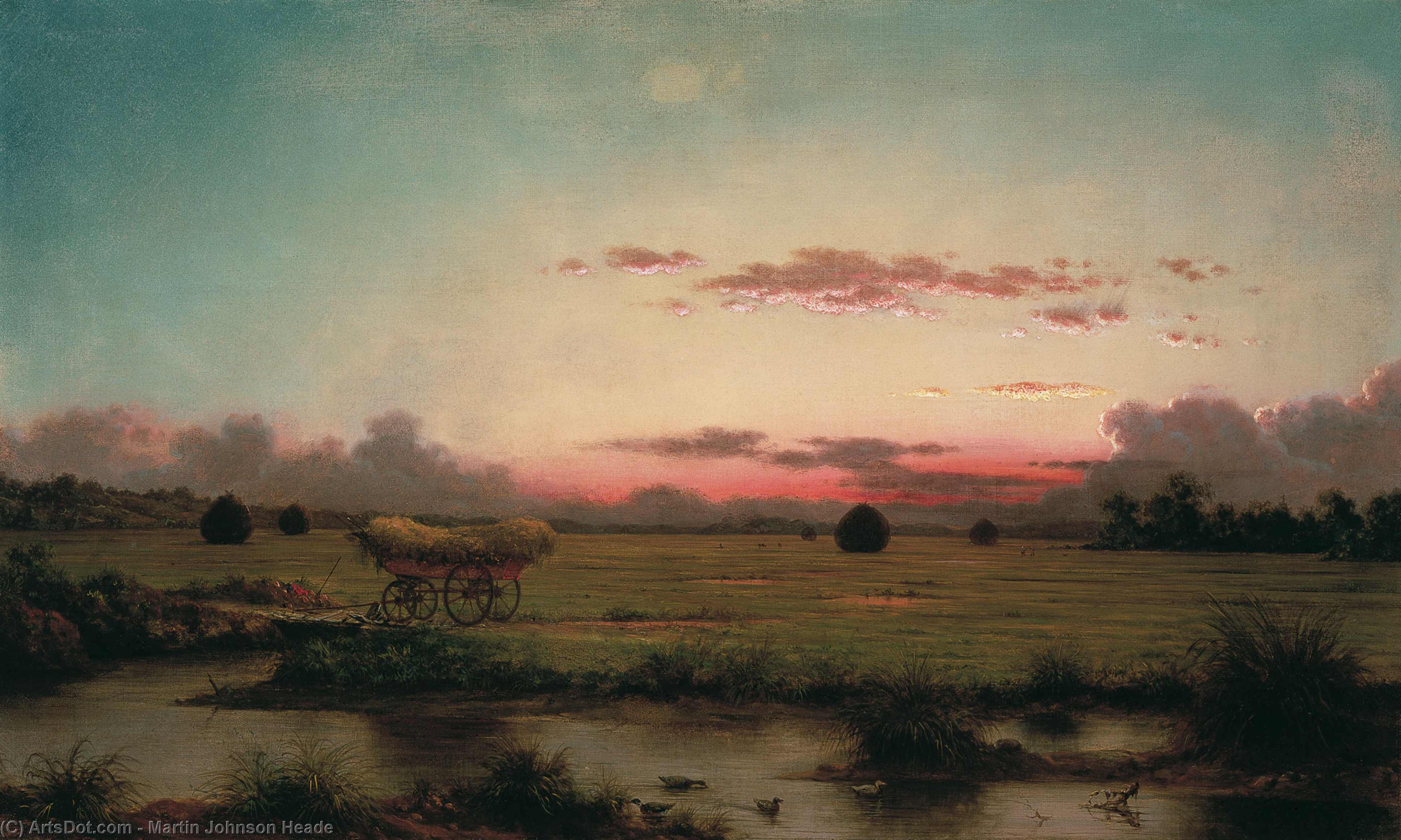 Wikioo.org - The Encyclopedia of Fine Arts - Painting, Artwork by Martin Johnson Heade - Rhode Island Landscape