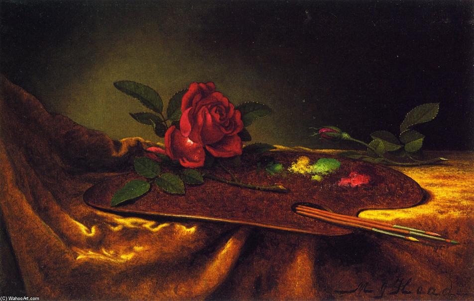 Wikioo.org - The Encyclopedia of Fine Arts - Painting, Artwork by Martin Johnson Heade - Roses on a Palette