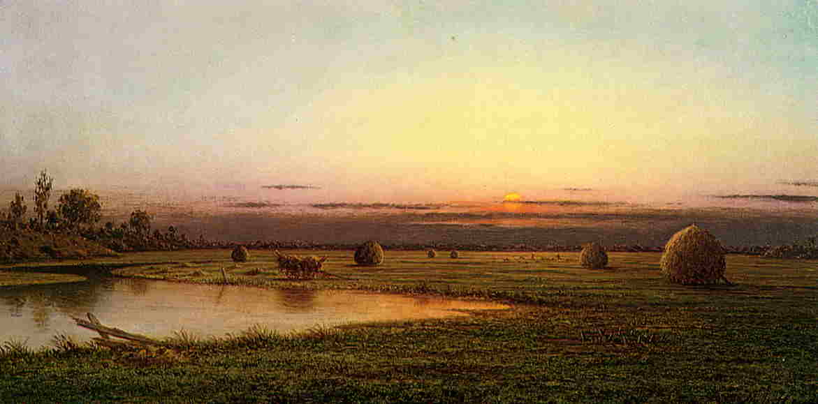 Wikioo.org - The Encyclopedia of Fine Arts - Painting, Artwork by Martin Johnson Heade - Sunset on the Rowley Marshes